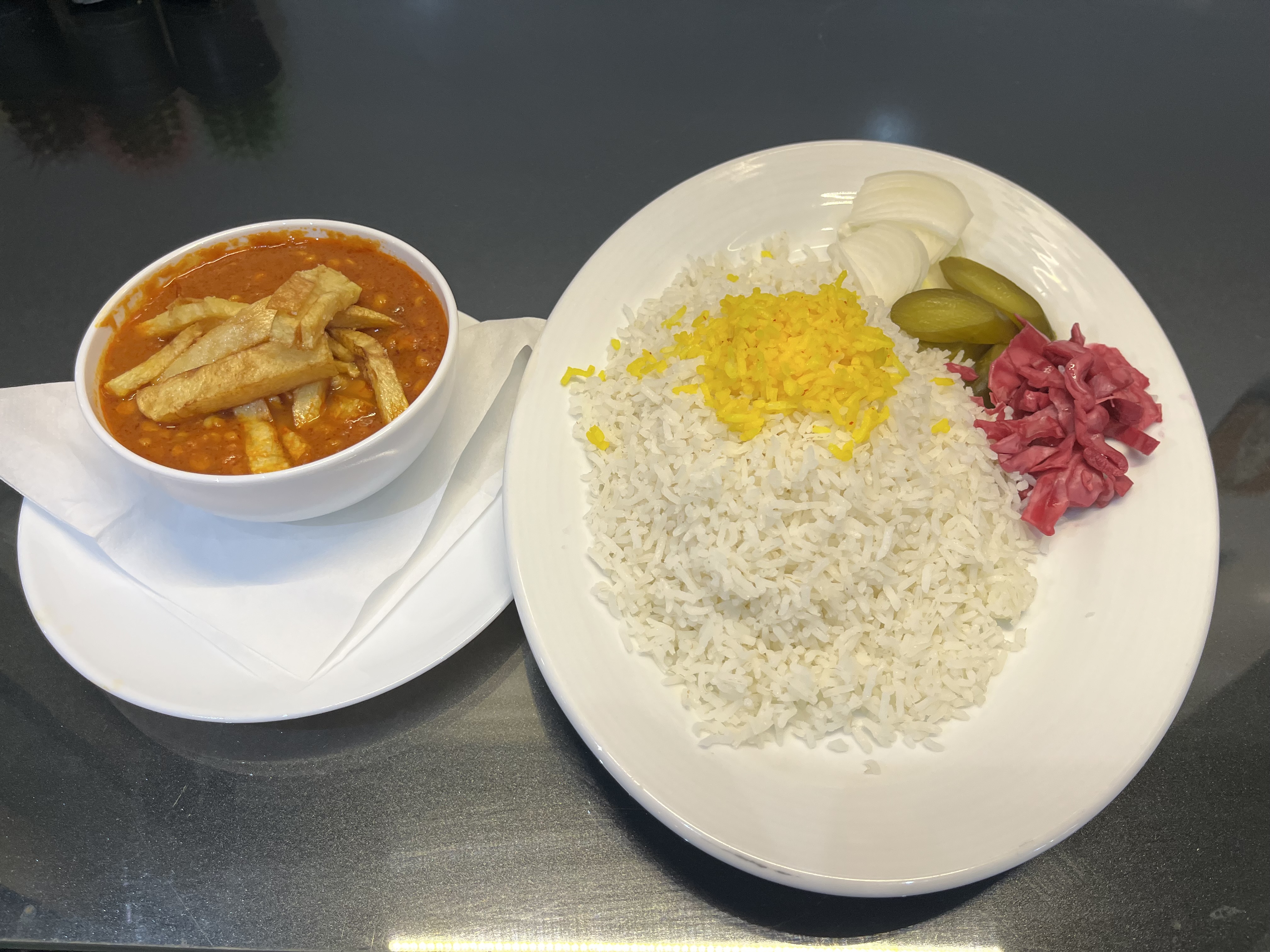 چلو خورشت قیمه سیب زمینی